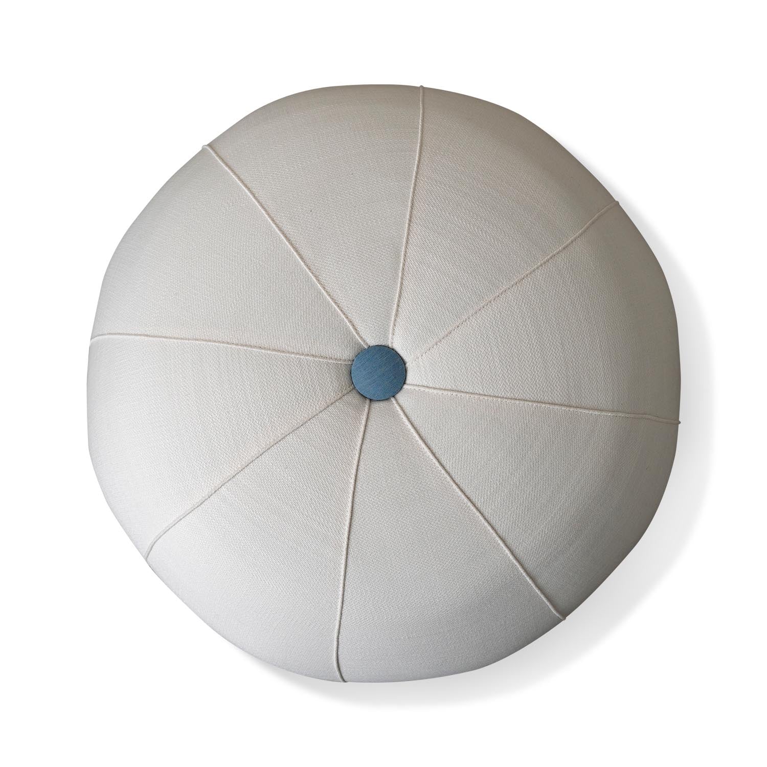 Seabrook Medicine Ball Ottoman in Fresno Alabaster Button in Davenport Blue Eleish Van Breems Home