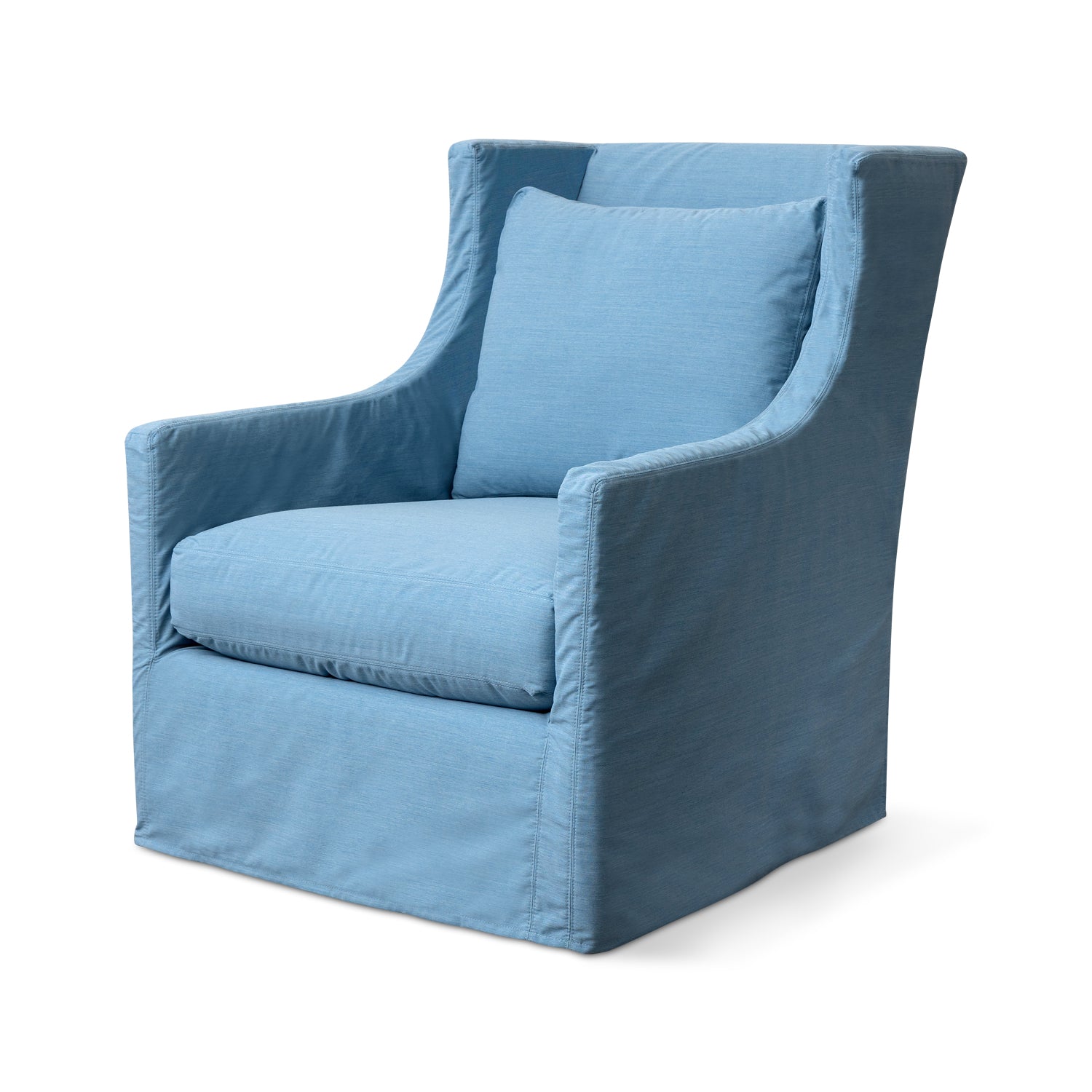 Lotus Outdoor Swivel Chair in Davenport Blue Eleish Van Breems Home