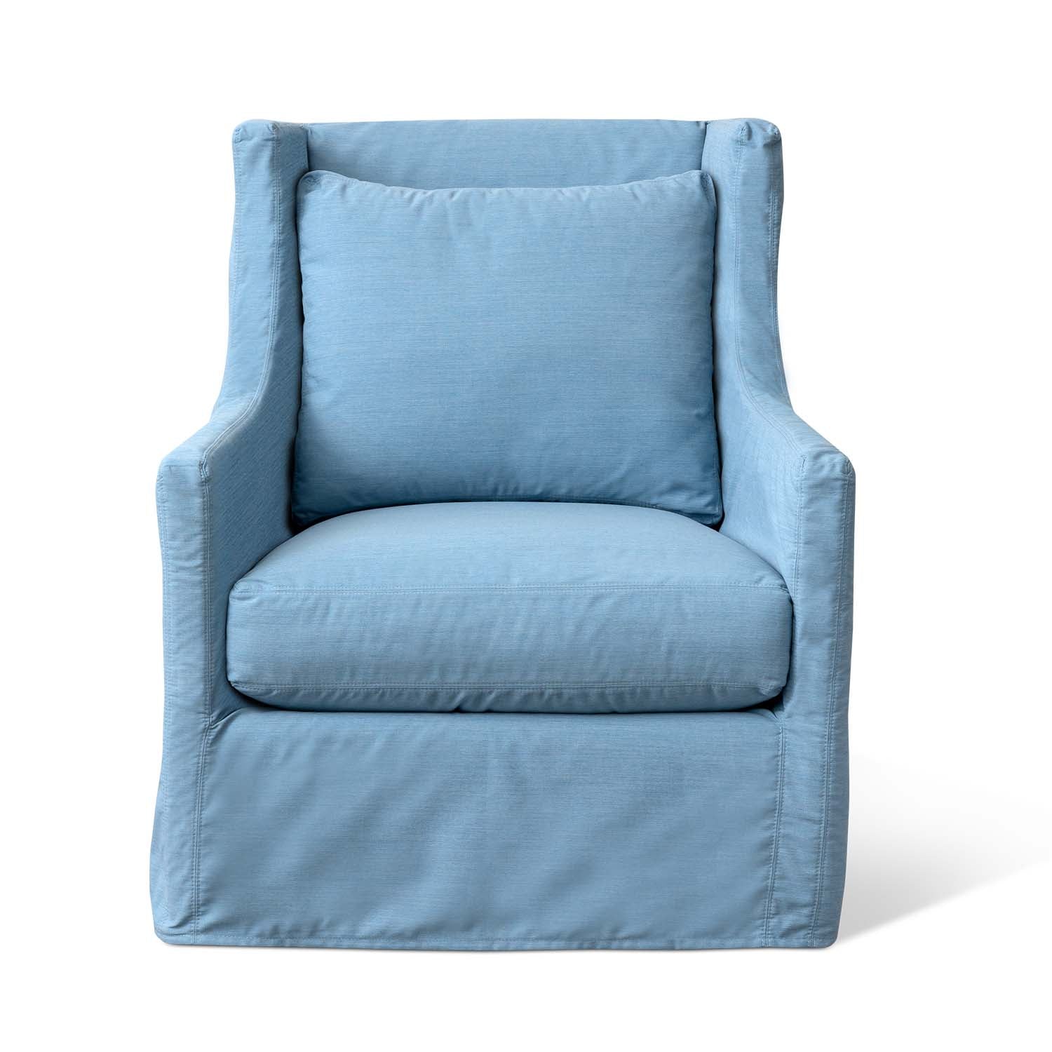 Lotus Outdoor Swivel Chair in Davenport Blue Eleish Van Breems Home