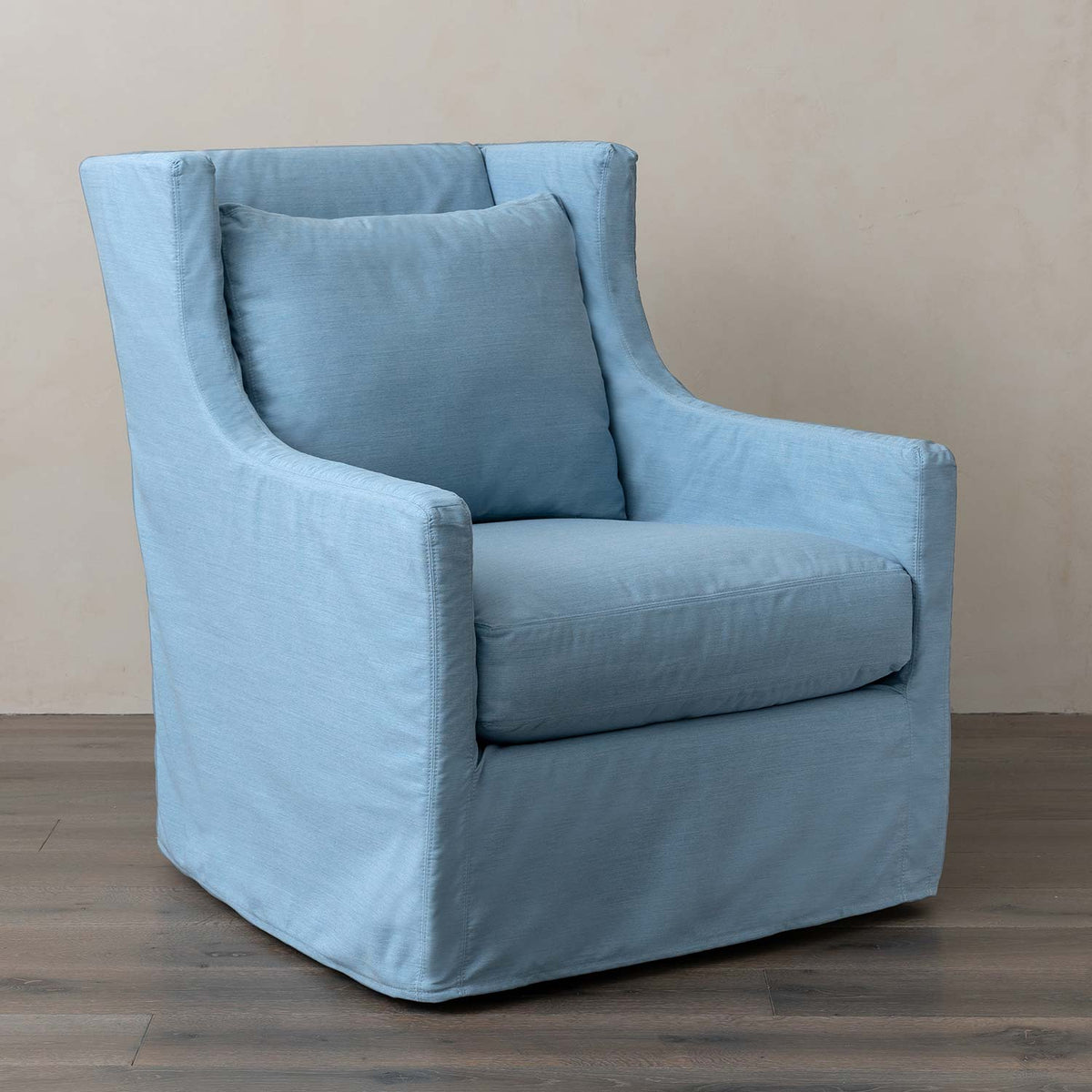 Lotus Outdoor Swivel Chair in Davenport Blue Eleish Van Breems Home