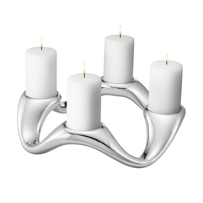 Georg Jensen Cobra Mirrored Stainless Steel Round Candleholder