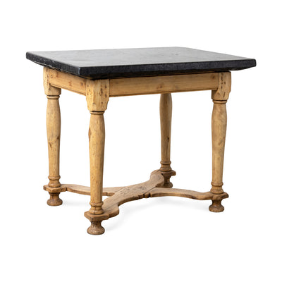 Swedish Baroque Table with Black Stone Top, c. 1740