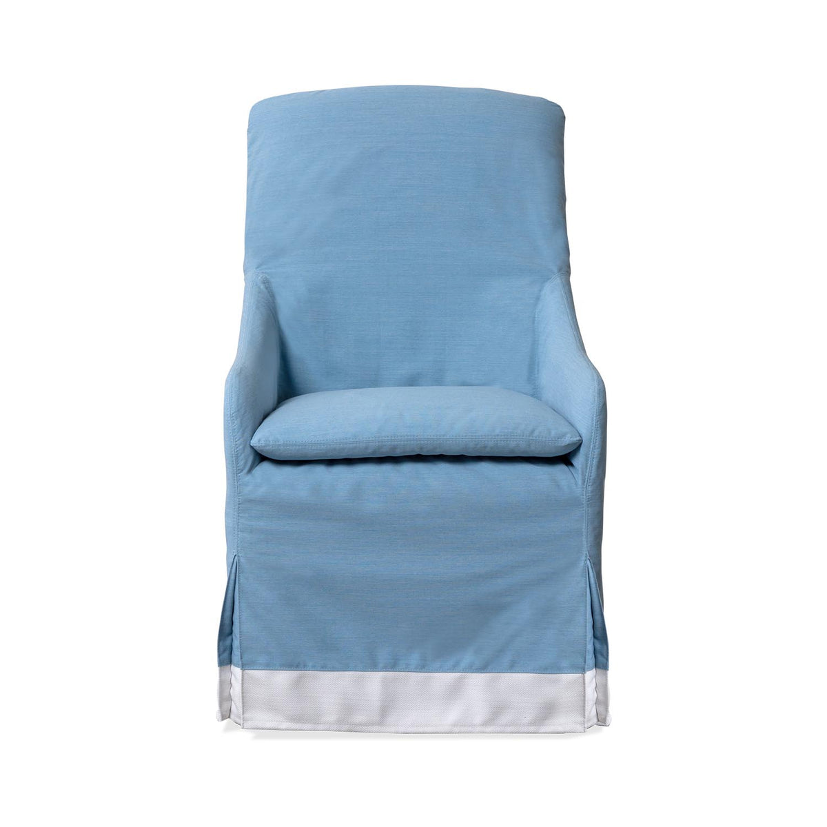 Mimosa Outdoor Dining Chair in Davenport Blue with Banding Eleish Van Breems Home