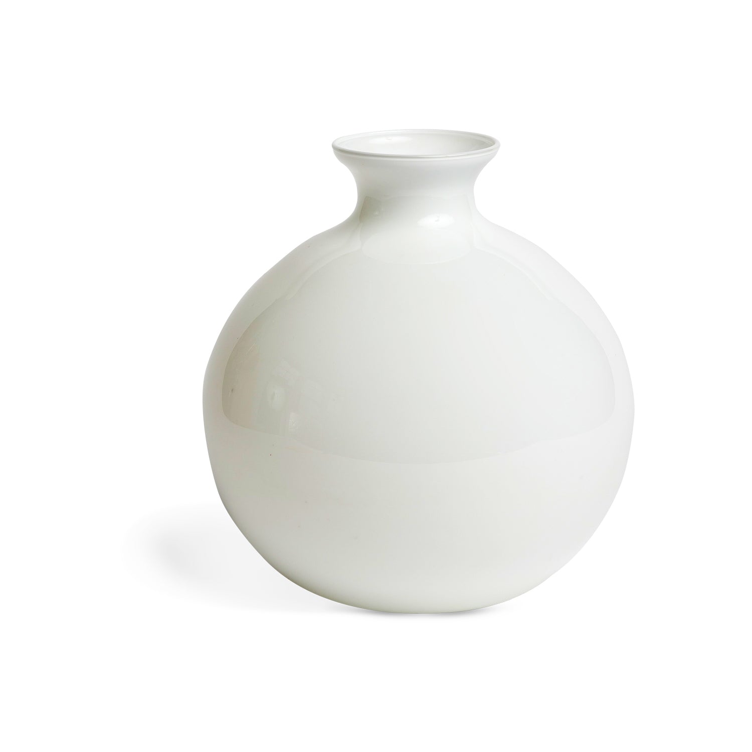 Round White Cased Glass Vase