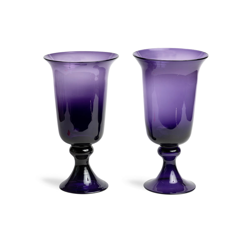 Pair of Empoli Glass Purple Urn Vases