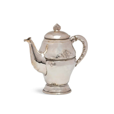 Silver Coffee Pot with Flowers