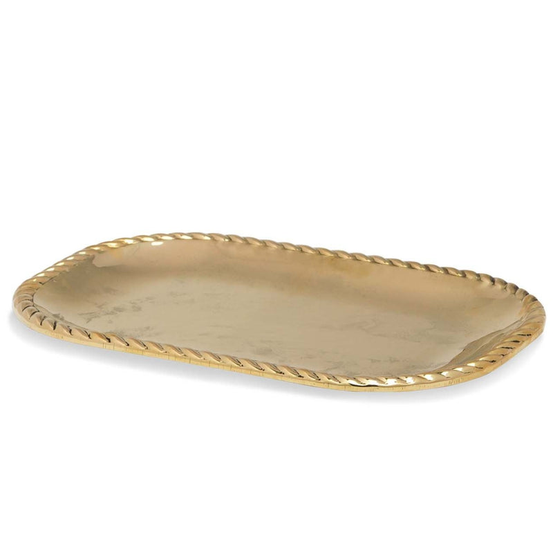 Swedish Brass Tray With Rope Pattern Edge