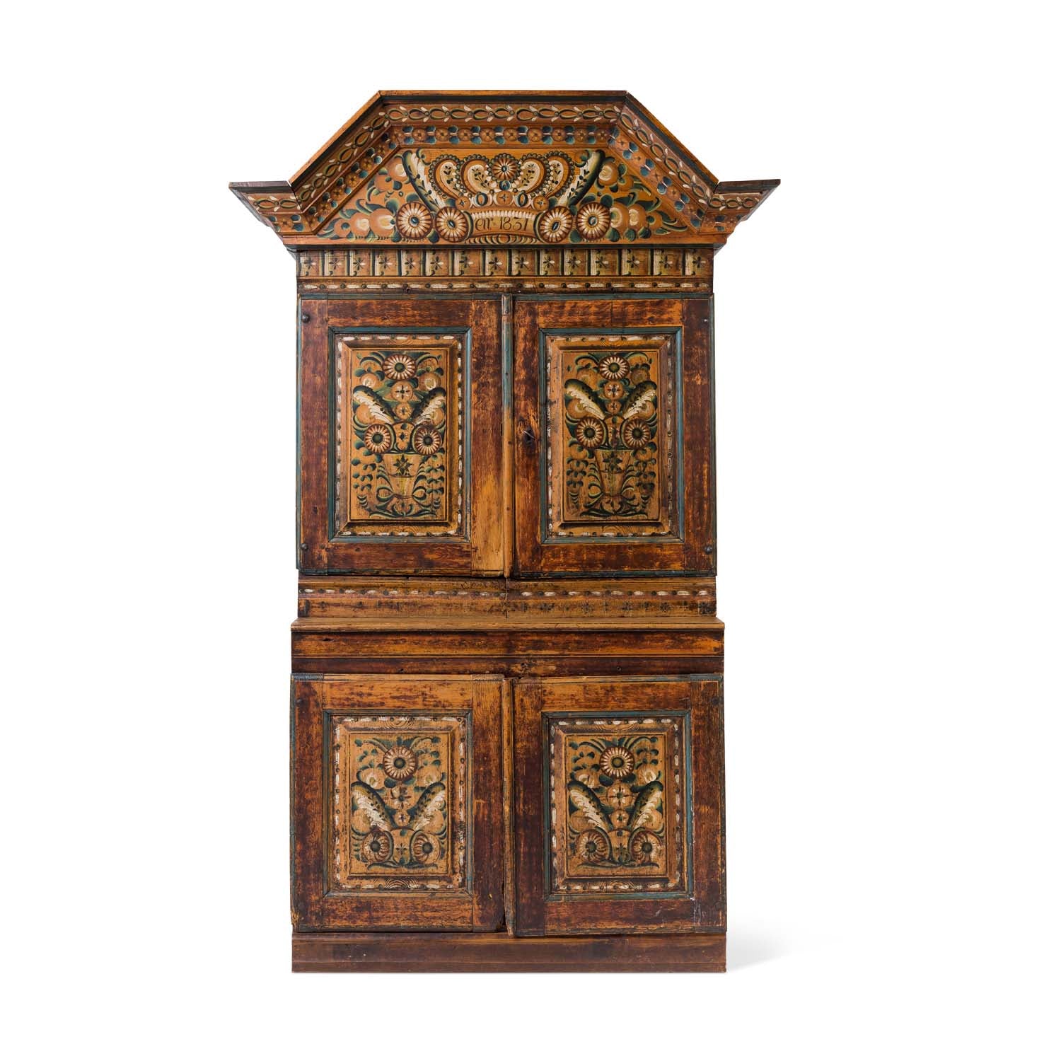 Swedish Dalarna Kurbits Painted Cupboard, dated 1831 Eleish Van Breems Home