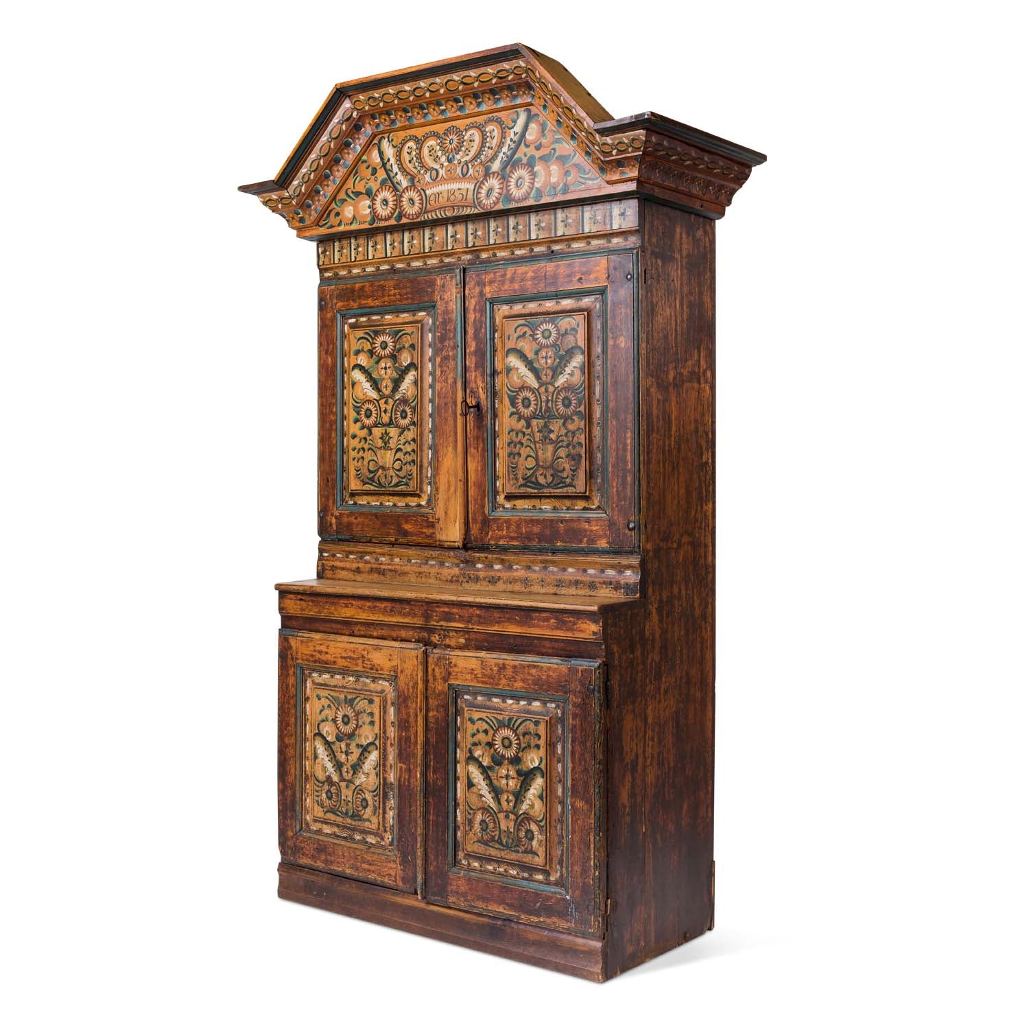 Swedish Dalarna Kurbits Painted Cupboard, dated 1831 Eleish Van Breems Home