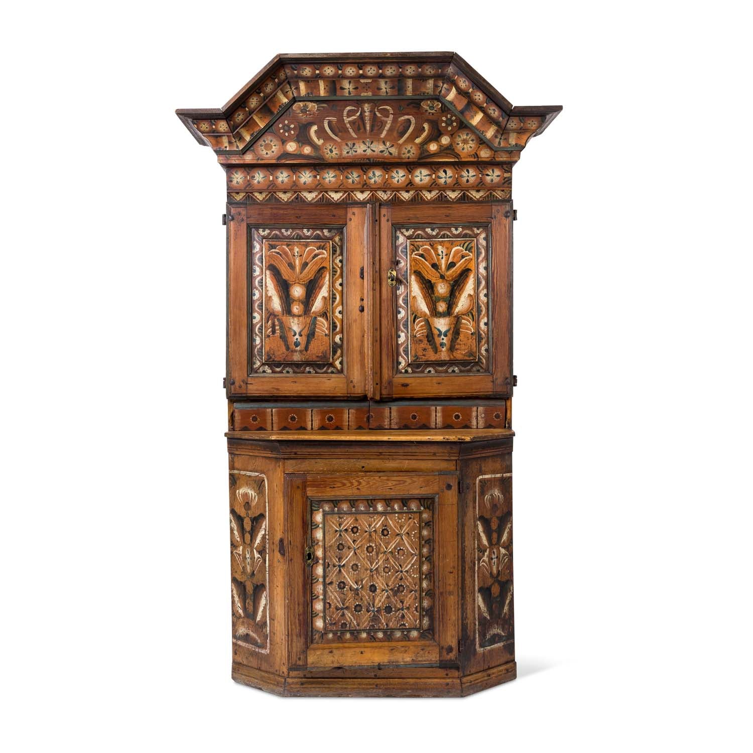Swedish Dalarna Painted Crown Cupboard, dated 1796 Eleish Van Breems Home