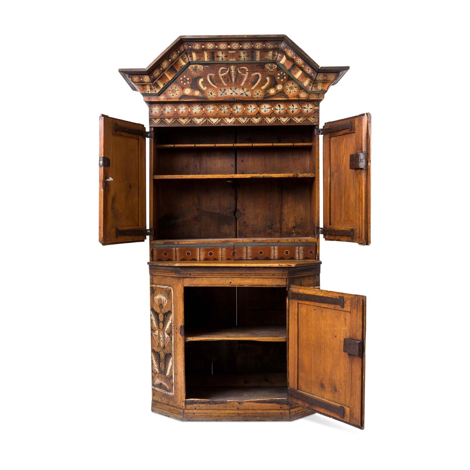 Swedish Dalarna Painted Crown Cupboard, dated 1796 Eleish Van Breems Home