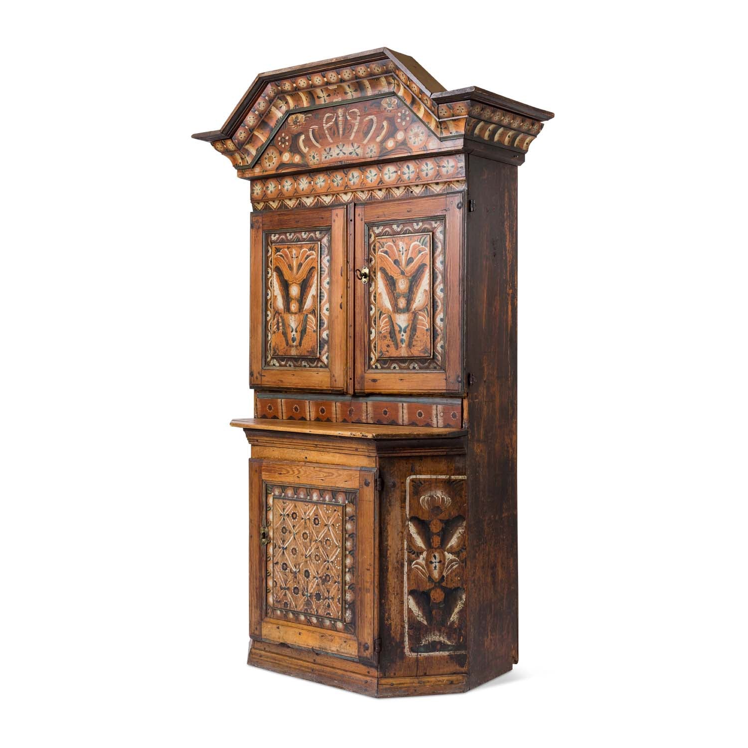 Swedish Dalarna Painted Crown Cupboard, dated 1796 Eleish Van Breems Home