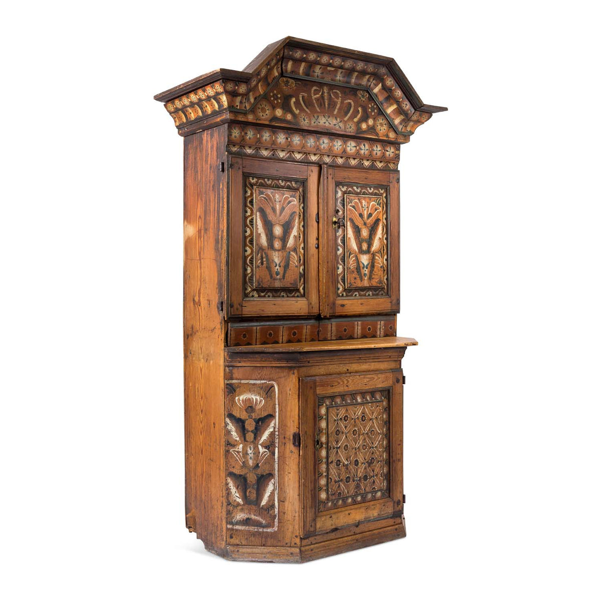 Swedish Dalarna Painted Crown Cupboard, dated 1796 Eleish Van Breems Home