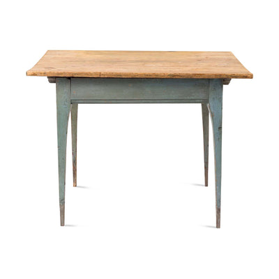 Swedish 19th c Blue Table with Scrubbed Top