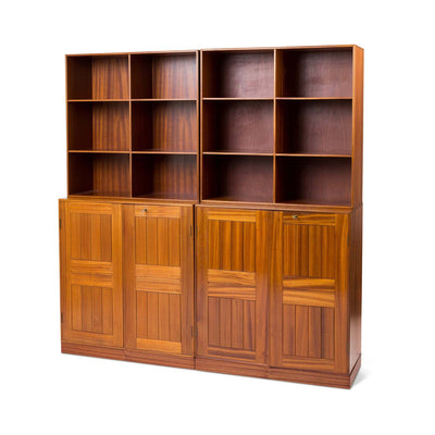 Danish Cuban Mahogany Two Door Storage Cabinet with Bookcase Top