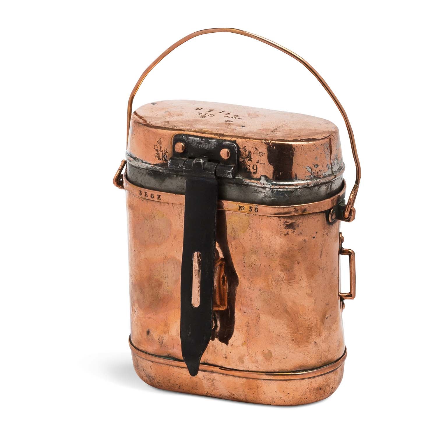 19th c Swedish Military Copper Lunch Pail
