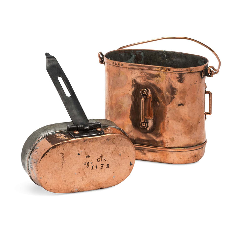 19th c Swedish Military Copper Lunch Pail