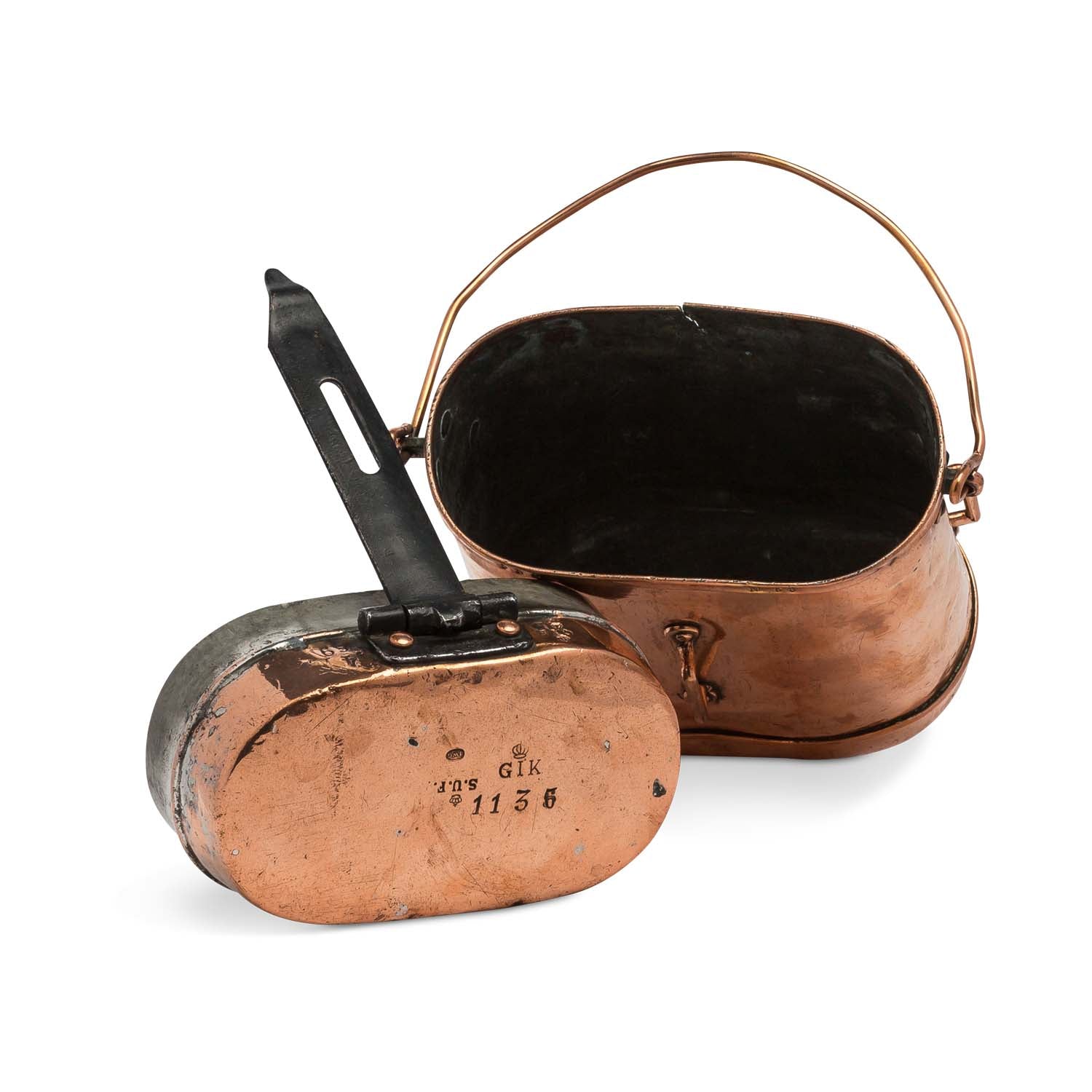 19th c Swedish Military Copper Lunch Pail - Eleish Van Breems Home