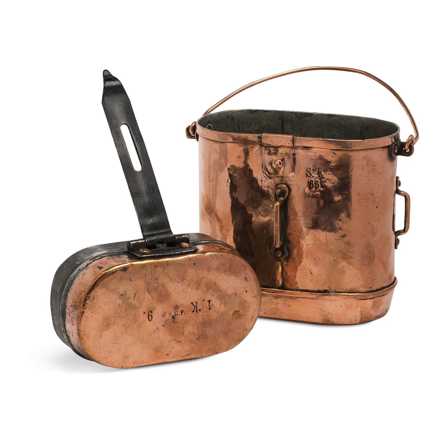 19th c Swedish Military Copper Lunch Pail - Eleish Van Breems Home