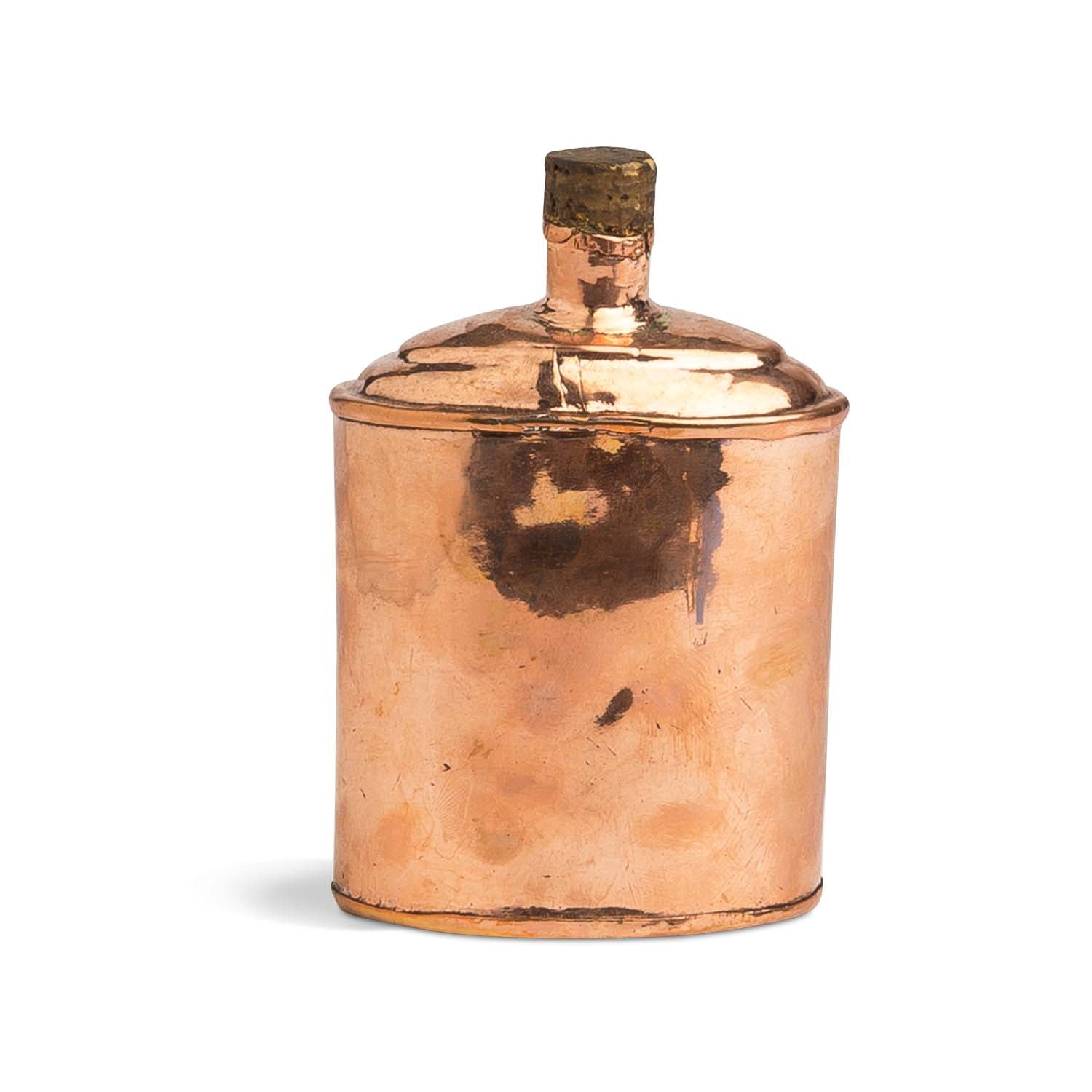19th c Swedish copper flask w/cork