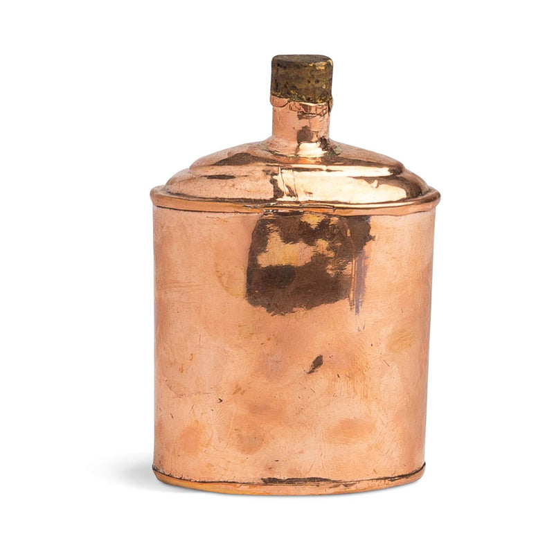 19th c Swedish copper flask w/cork