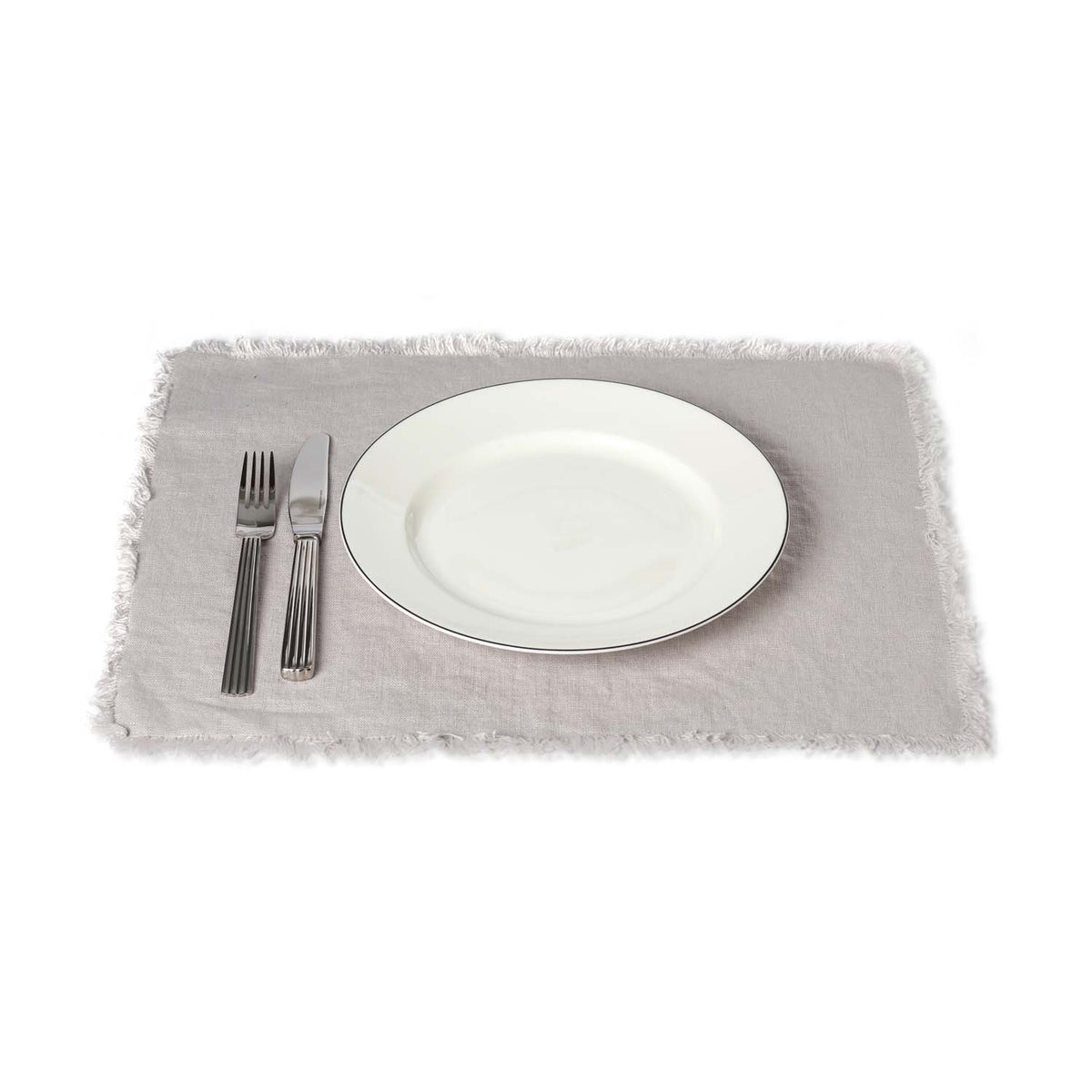 Rustic 100% Linen Placemat with Fringe Eleish Van Breems Home