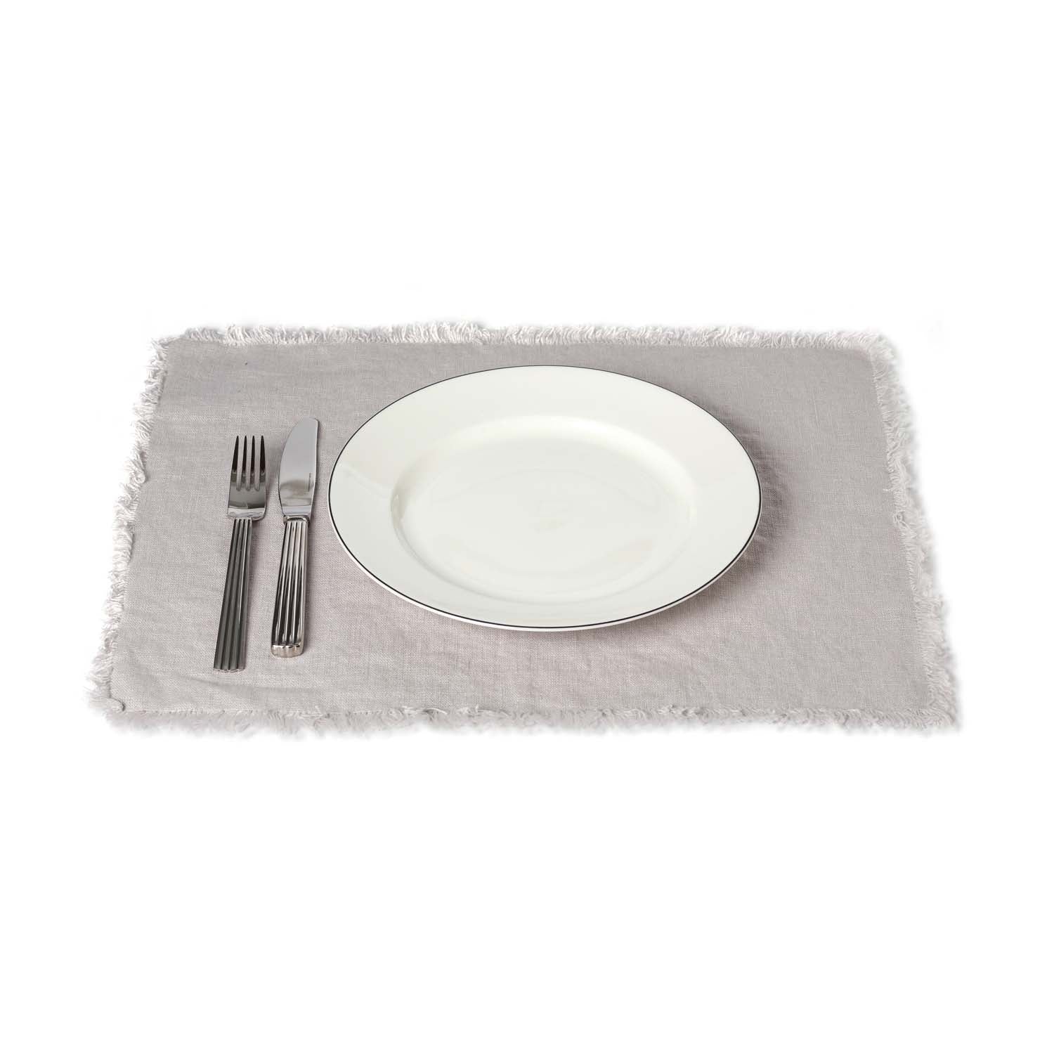 Rustic 100% Linen Placemat with Fringe Eleish Van Breems Home