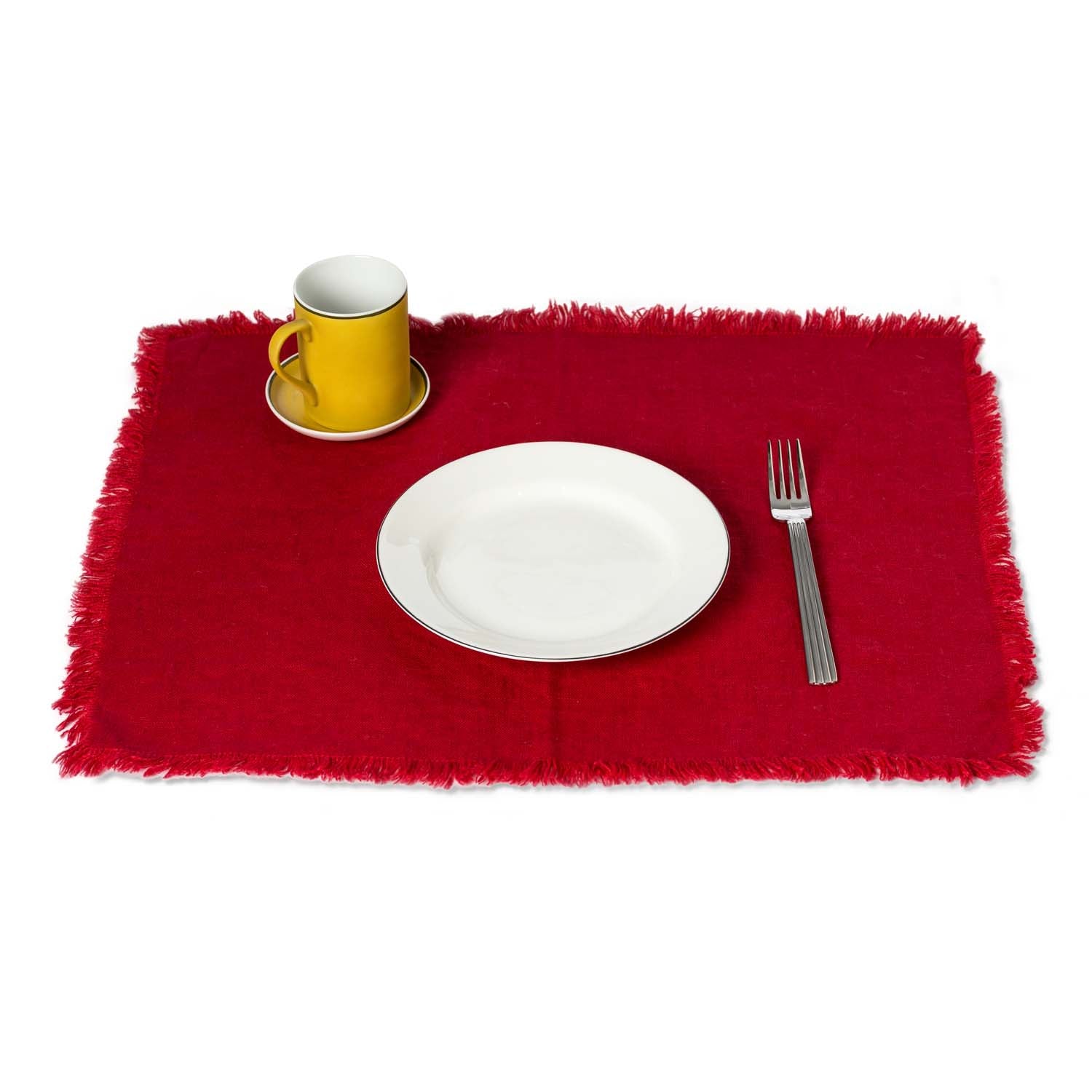 Rustic 100% Linen Placemat with Fringe Eleish Van Breems Home