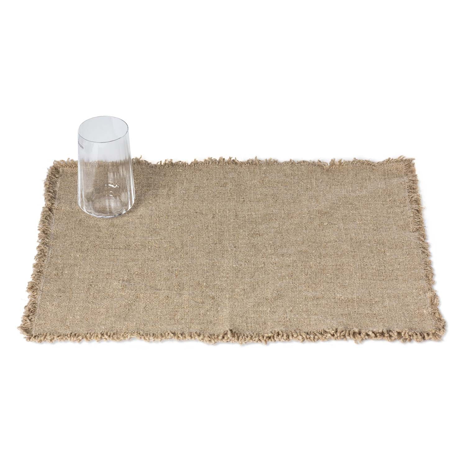 Burlap Fringe 100% Linen Placemat