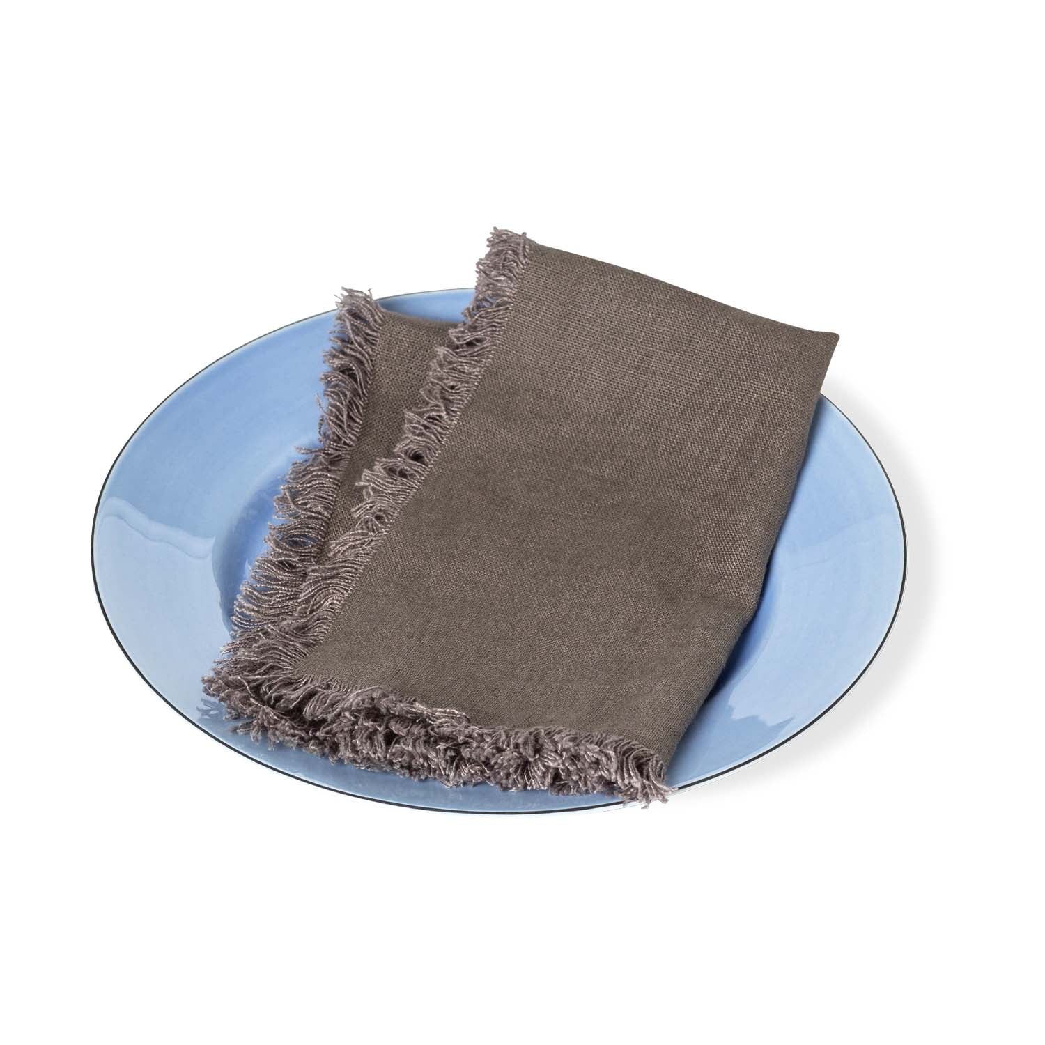Rustic Fringe 100% Linen Napkins S/4 Eleish Van Breems Home
