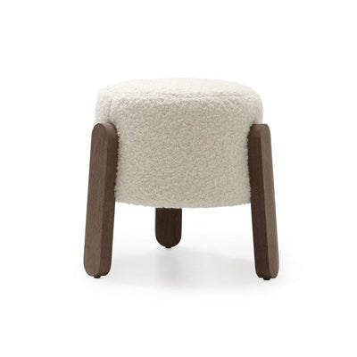 Lou Round Stool Fabric Mephai Alpaca Boucle Petrolio