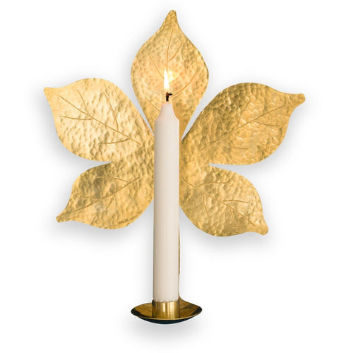 Swedish Brass Chestnut Leaf Wall Sconce