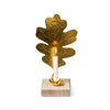 Swedish Brass Oak Leaf Candleholder with Natural Base Eleish Van Breems Home