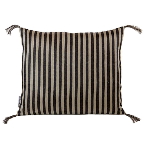 Black Linen Narrow Stripe Pillow
