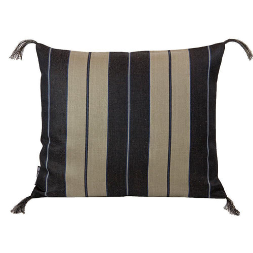 Black Wide Stripe Linen Pillow