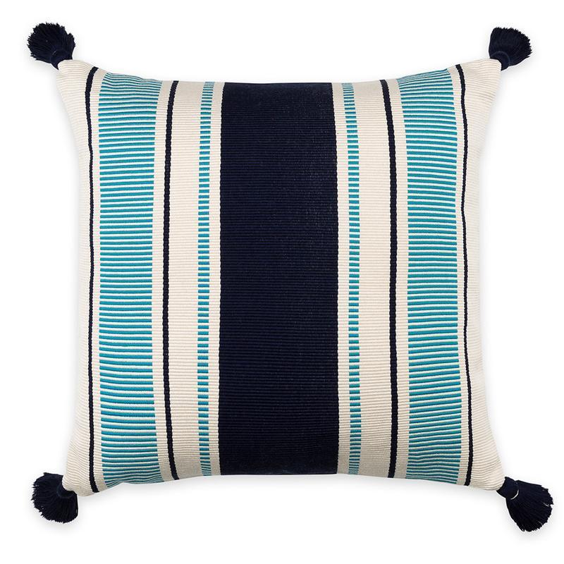 Cabana Stripe Pillow Navy/Peacock Eleish Van Breems Home