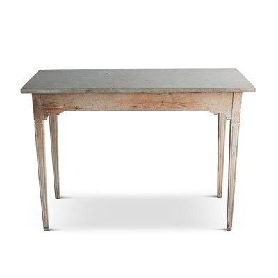 Gustavian Table with Limestone Top Eleish Van Breems Home