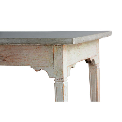 Gustavian Table with Limestone Top Eleish Van Breems Home