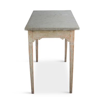 Gustavian Table with Limestone Top Eleish Van Breems Home