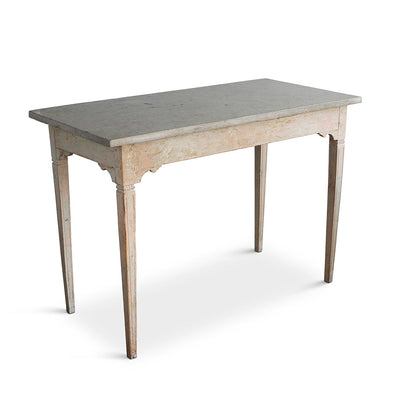 Gustavian Table with Limestone Top Eleish Van Breems Home