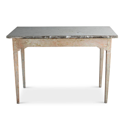 Gustavian Table with Limestone Top Eleish Van Breems Home