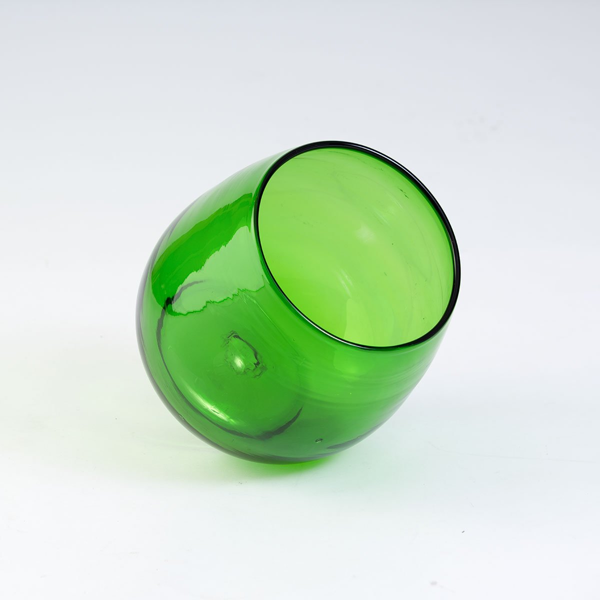 Heavy Weight Italian Blown, Green Glass Vase/ Bowl Eleish Van Breems Home