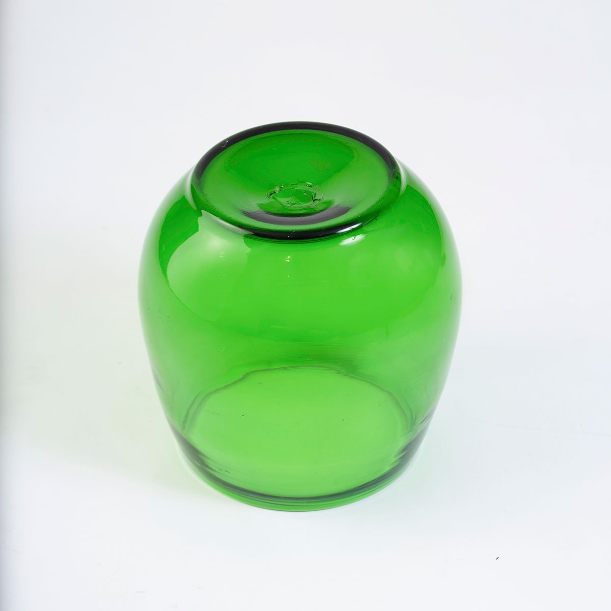 Heavy Weight Italian Blown, Green Glass Vase/ Bowl Eleish Van Breems Home