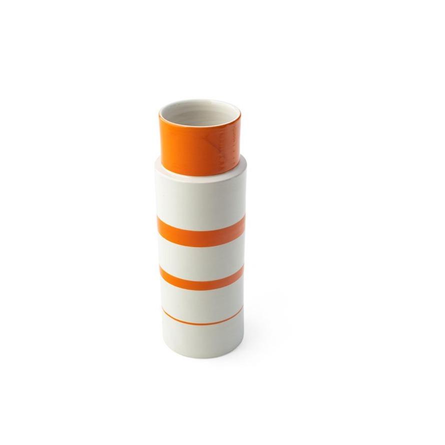 Italian Ceramic, Orange & White Vase Eleish Van Breems Home
