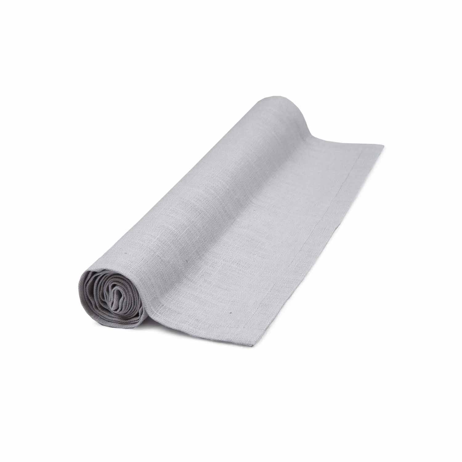 Linen Table Runner Structured Light Grey Eleish Van Breems Home