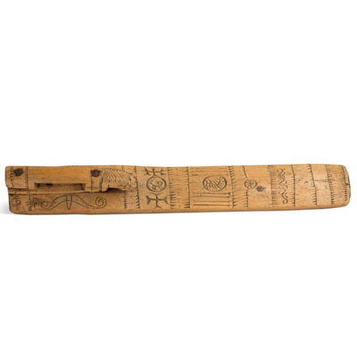 Swedish Painted Mangle Board with Horse Handle , dated 1840