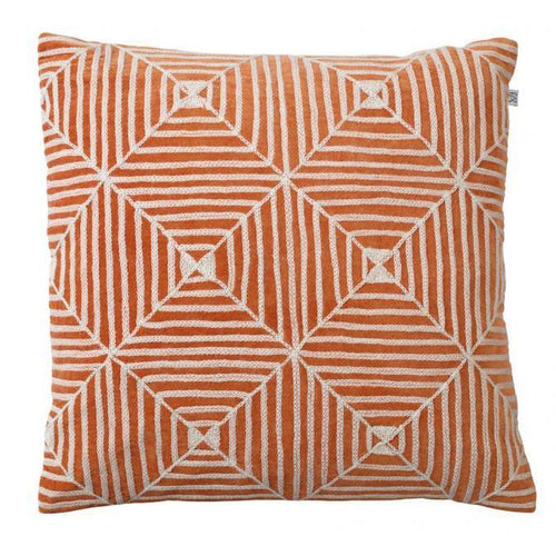 Orange Kulgam Embroidered Velvet Pillow