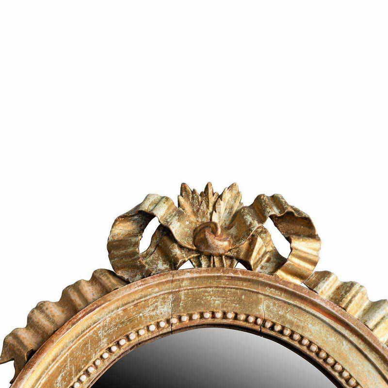 Swedish Gustavian Oval Mirror with Carved Ribbons