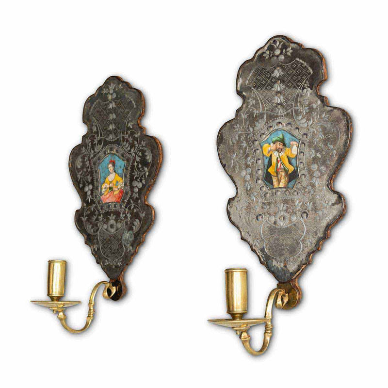 Pair of German Baroque Mirrored Wall Sconces