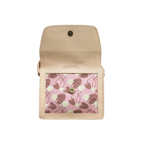 Pink Water Lily Leather Handbag